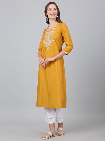 Women's Mustard Checked Casual Kurti