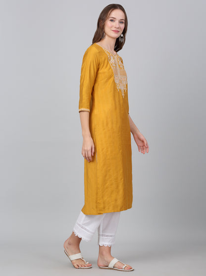 Women's Mustard Checked Casual Kurti