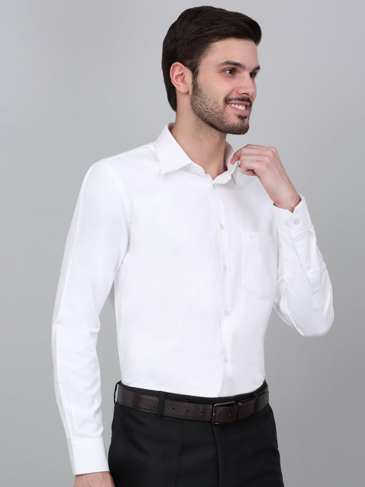 Formal Shirt for Men l Breathable & Soft with Color Fastness Regular Fit Spread Collar Neck Cotton Blend Fabric Self Design Pattern