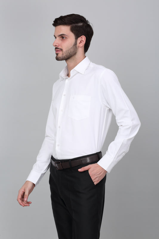 Formal Shirt for Men l Breathable & Soft with Color Fastness Regular Fit Spread Collar Neck Cotton Blend Fabric Self Design Pattern