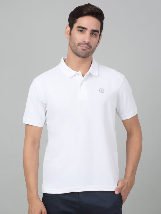 Men's White  Polo neck Half Sleeve T-Shirt