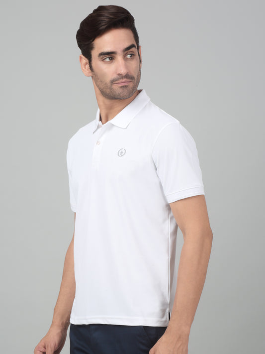 Men's White  Polo neck Half Sleeve T-Shirt