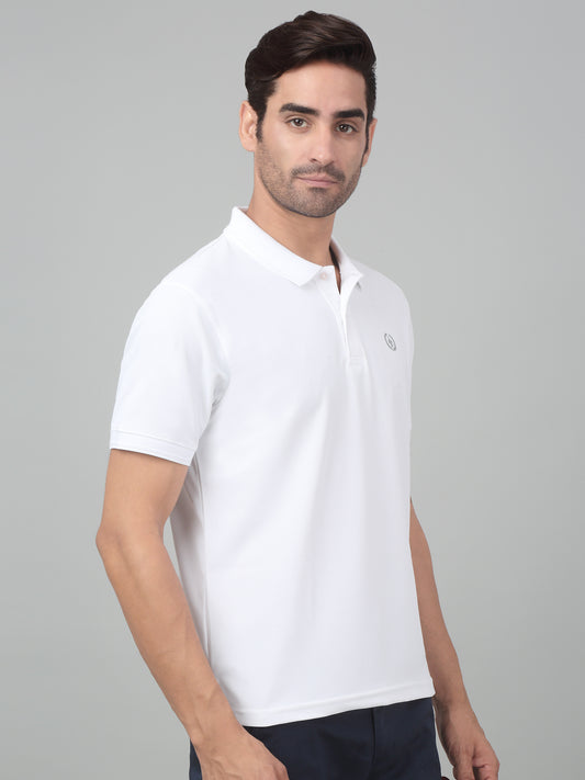 Men's White  Polo neck Half Sleeve T-Shirt