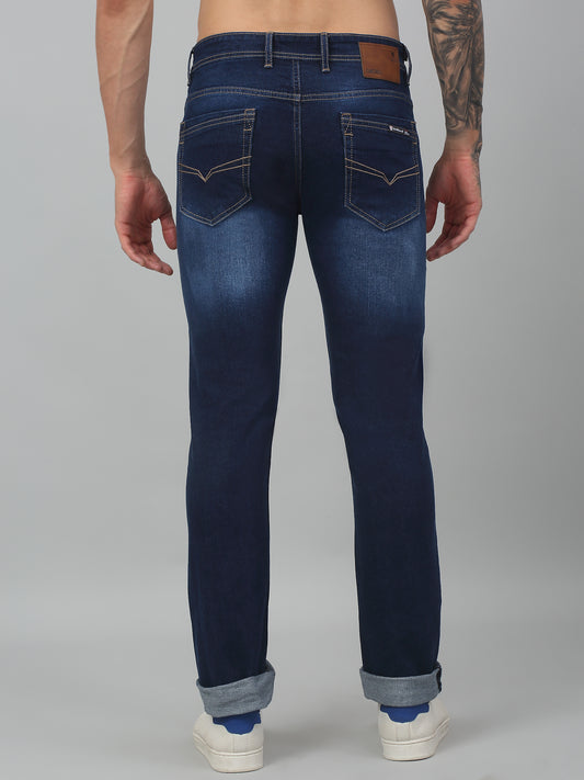 Denim Jeans for Men l Breathable & Soft with Color Fastness Ultra Narrow Fit Cotton Fabric Solid Pattern Button Closure
