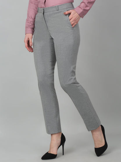 Women's Formal Flat Front Grey   Full length Mid rise Trousers