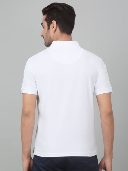 Men's White  Polo neck Half Sleeve T-Shirt