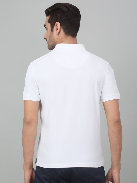 Men's White  Polo neck Half Sleeve T-Shirt