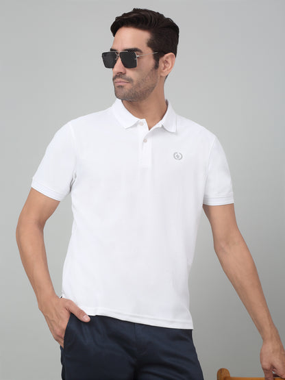 Men's White  Polo neck Half Sleeve T-Shirt