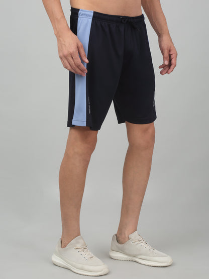 Men's Navy Blue Solid Stretchable Activewear Shorts