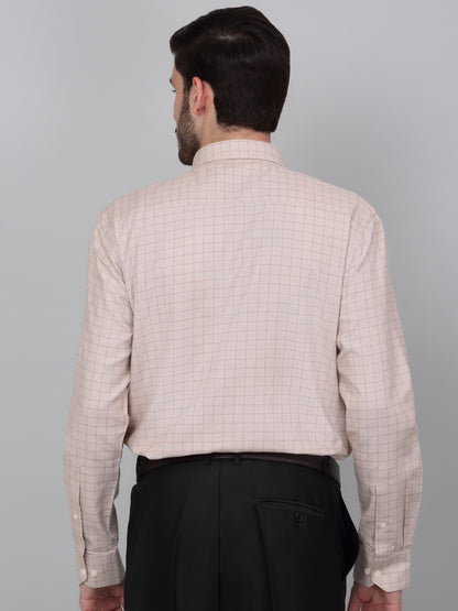 Formal Shirt for Men l Breathable & Soft with Color Fastness Regular Fit Spread Collar Neck Cotton Fabric Checkered Pattern