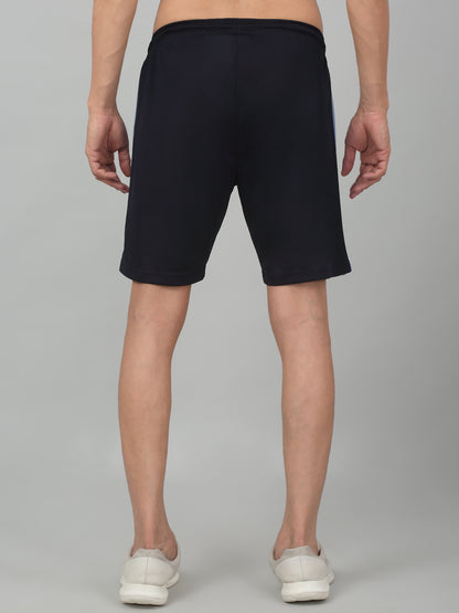 Men's Navy Blue Solid Stretchable Activewear Shorts