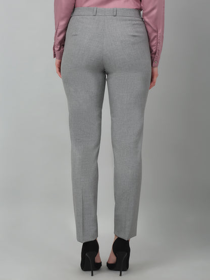 Women's Formal Flat Front Grey   Full length Mid rise Trousers