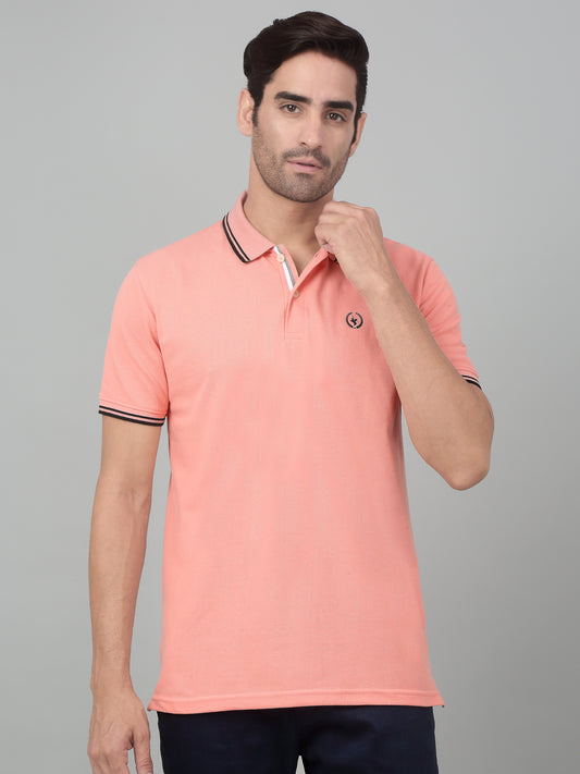 T-Shirt for Men | Breathable & Soft with Color Fastness Regular Fit Polo Neck Poly Cotton Fabric Solid Pattern