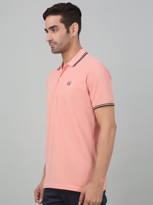 T-Shirt for Men | Breathable & Soft with Color Fastness Regular Fit Polo Neck Poly Cotton Fabric Solid Pattern