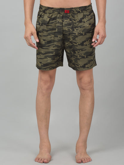 Men's Olive Green Printed Boxer