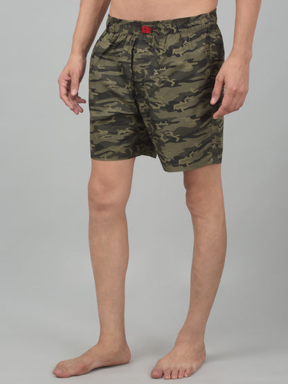 Men's Olive Green Printed Boxer