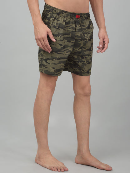 Men's Olive Green Printed Boxer