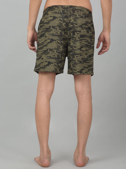 Men's Olive Green Printed Boxer