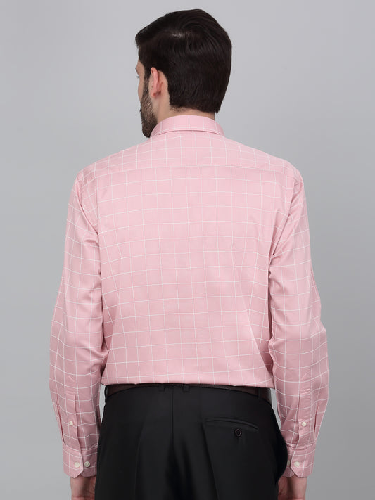 Formal Shirt for Men l Breathable & Soft with Color Fastness Regular Fit Spread Collar Neck Cotton Fabric Checkered Pattern