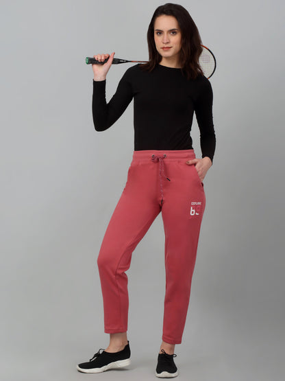 Women's Casual  Pink Ankle length Mid rise Track Pants