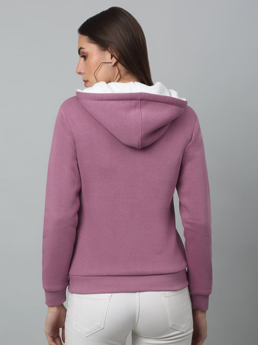 Women's Casual  Purple Regular Full Sleeve Zipthru Hoodie Sweatshirt