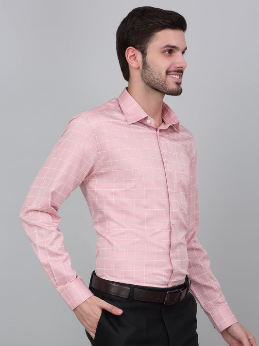 Formal Shirt for Men l Breathable & Soft with Color Fastness Regular Fit Spread Collar Neck Cotton Fabric Checkered Pattern