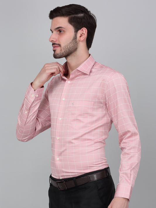 Formal Shirt for Men l Breathable & Soft with Color Fastness Regular Fit Spread Collar Neck Cotton Fabric Checkered Pattern