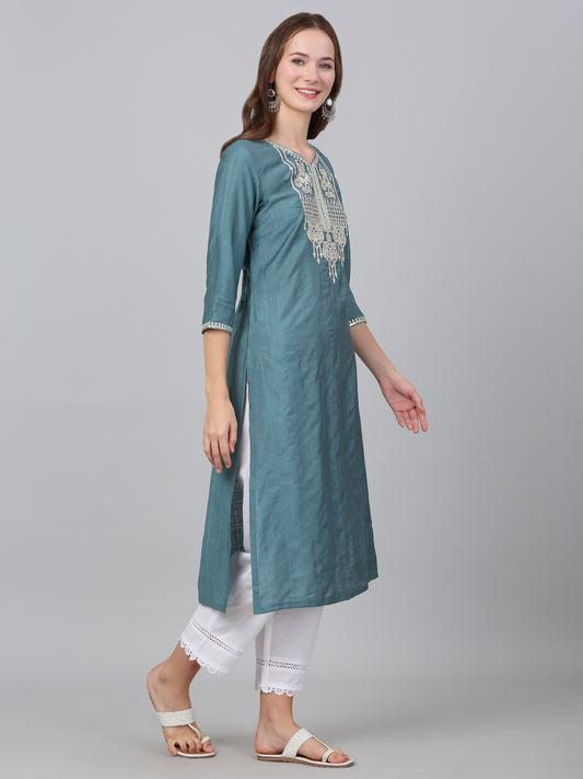 Women's Blue Checked Casual Kurti