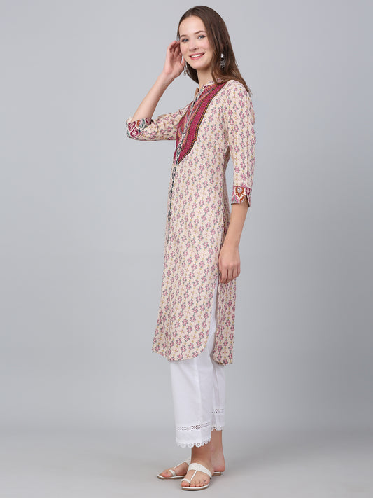 Women's Multicolor Floral Printed Casual Kurti
