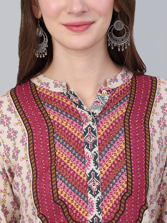 Women's Multicolor Floral Printed Casual Kurti