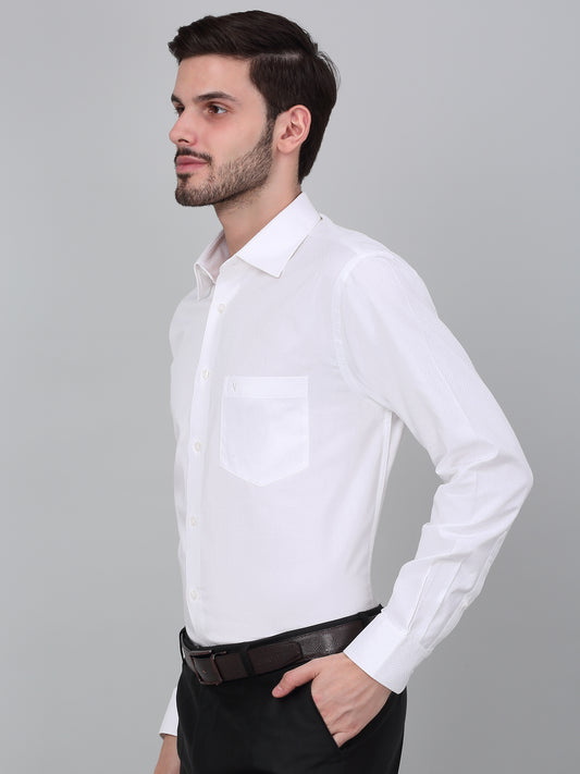 Formal Shirt for Men l Breathable & Soft with Color Fastness Regular Fit Spread Collar Neck Cotton Fabric Self Design Pattern