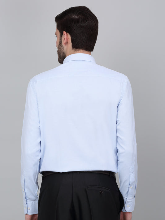 Men's Sky Blue Regular Fit Solid Full Sleeve Formal Shirt