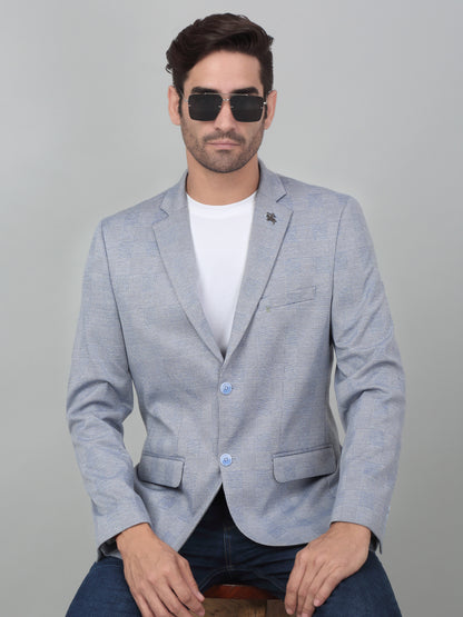 Cantabil Men Blue Checkered Notch Lapel Casual Blazer