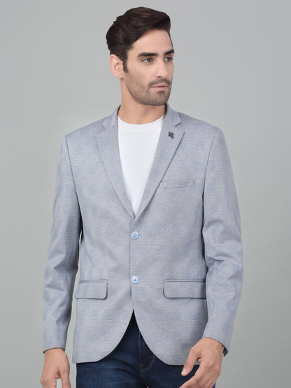 Cantabil Men Blue Checkered Notch Lapel Casual Blazer