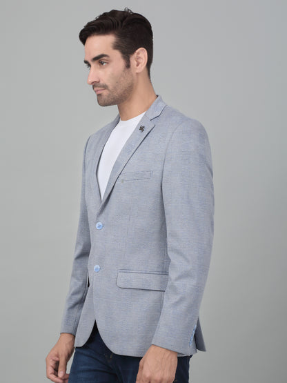 Cantabil Men Blue Checkered Notch Lapel Casual Blazer