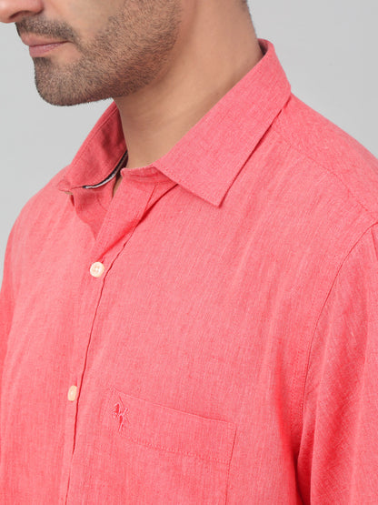 Men's Red Casual Plain Half sleeve Shirt