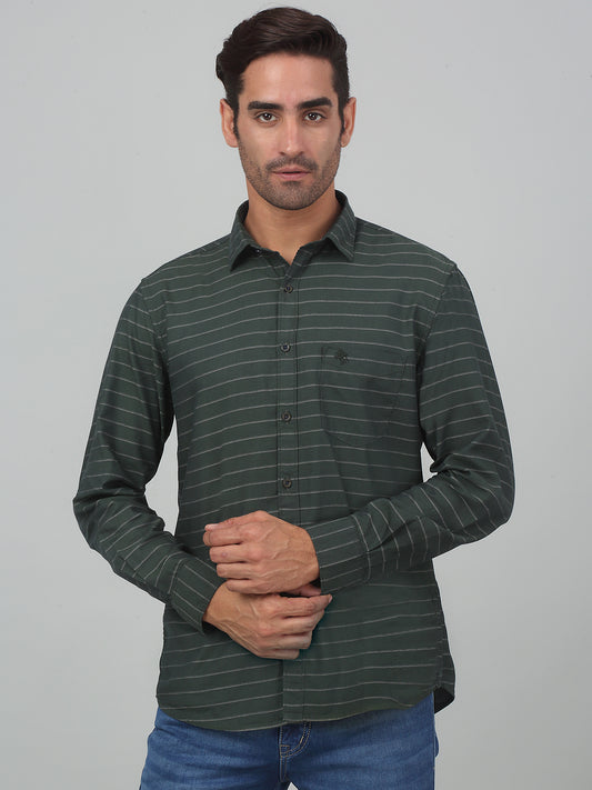 Casual Shirt for Men | Breathable & Soft with Color Fastness Regular Fit Spread Collar Neck Cotton Fabric Striped Pattern