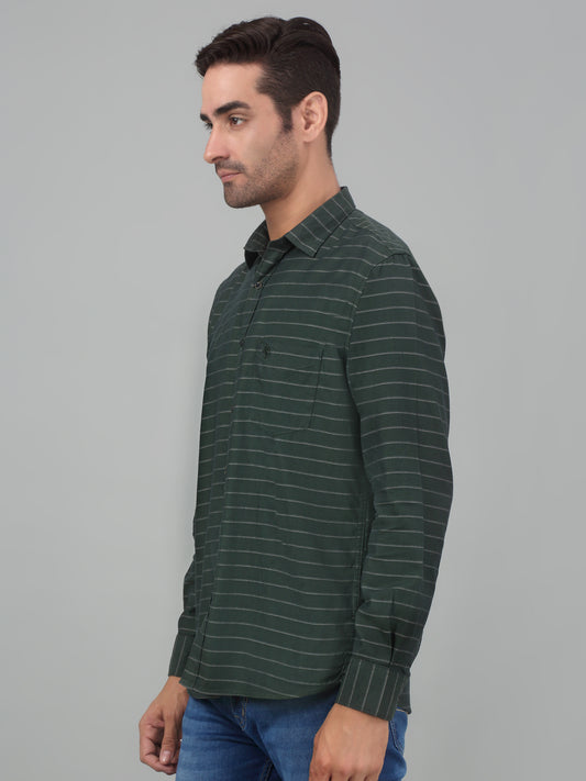 Casual Shirt for Men | Breathable & Soft with Color Fastness Regular Fit Spread Collar Neck Cotton Fabric Striped Pattern
