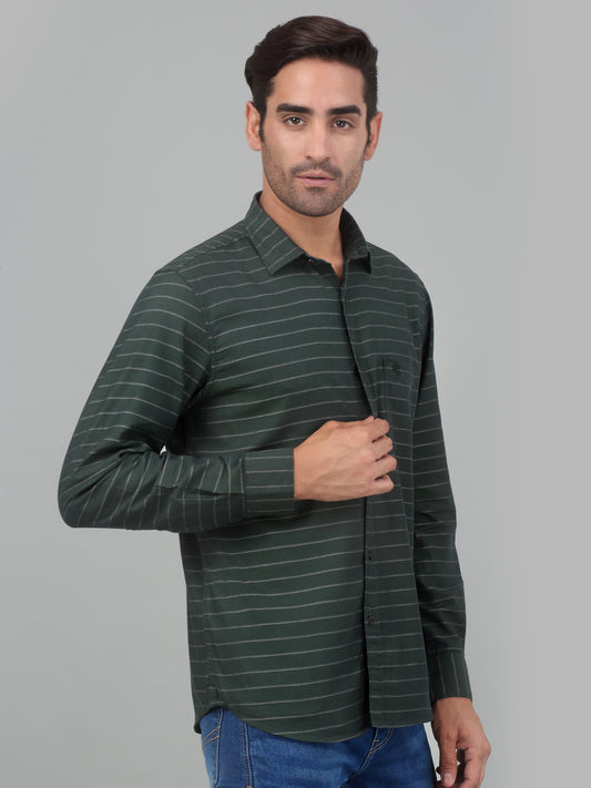 Casual Shirt for Men | Breathable & Soft with Color Fastness Regular Fit Spread Collar Neck Cotton Fabric Striped Pattern