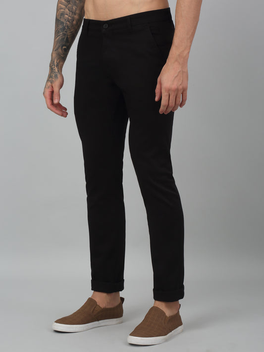Men's Casual Flat front Black  Trousers