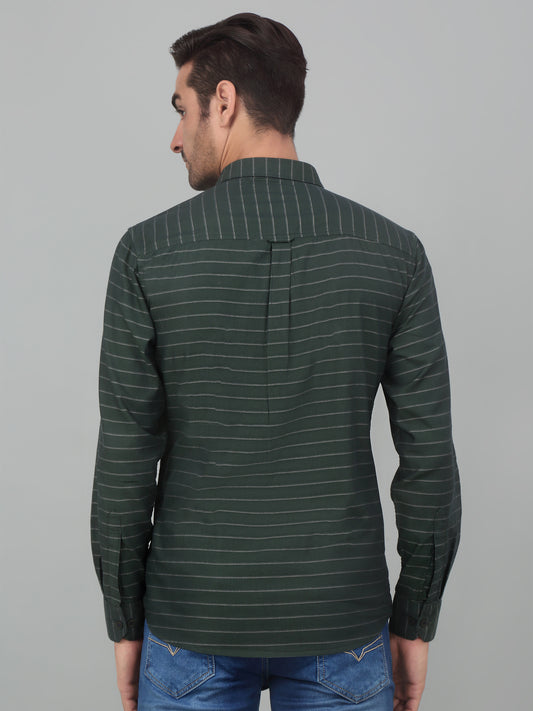 Casual Shirt for Men | Breathable & Soft with Color Fastness Regular Fit Spread Collar Neck Cotton Fabric Striped Pattern