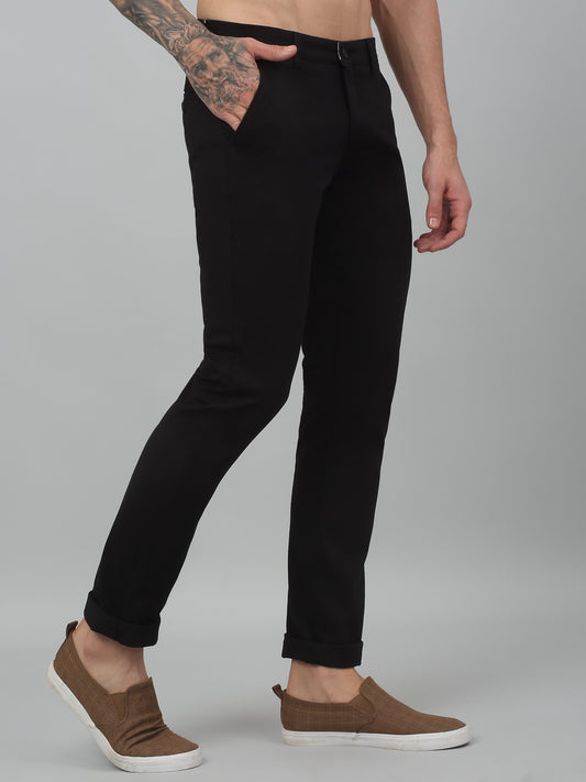 Men's Casual Flat front Black  Trousers