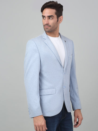 Cantabil Men Blue Self Design Notch Lapel Casual Blazer