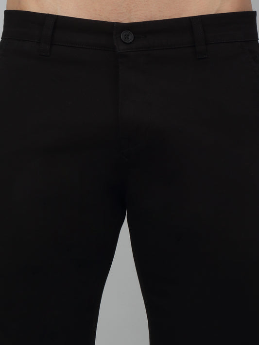 Men's Casual Flat front Black  Trousers