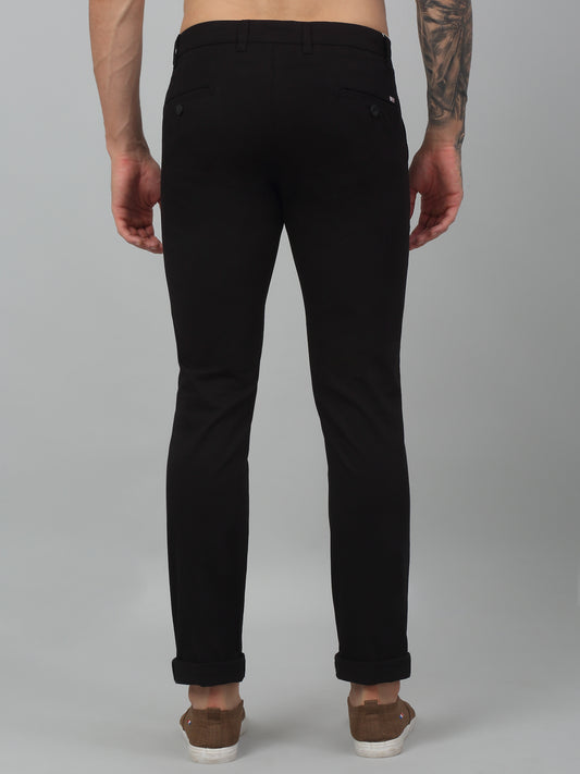 Men's Casual Flat front Black  Trousers