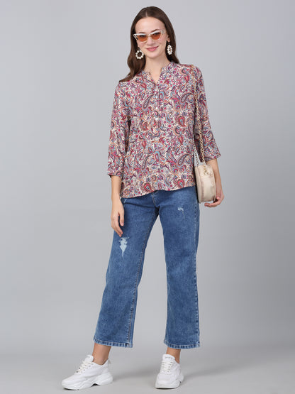 Women's Multicolor Paisley Printed Casual Tunic