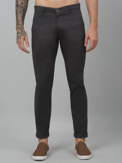 Men's Casual Flat front Dark Grey  Trousers