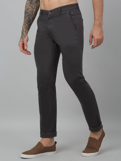 Men's Casual Flat front Dark Grey  Trousers