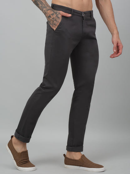 Men's Casual Flat front Dark Grey  Trousers