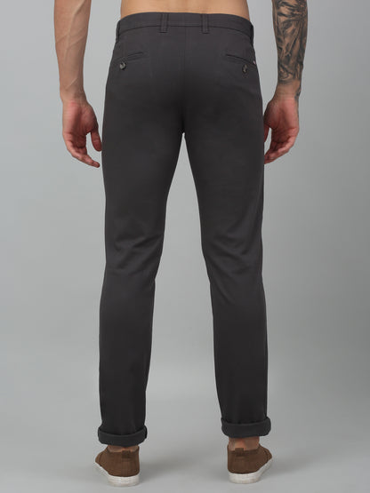 Men's Casual Flat front Dark Grey  Trousers